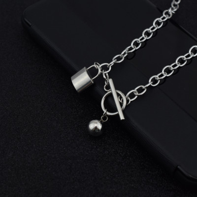 Vòng cổ hạt tròn bằng thép không gỉ cool hip-hop chuỗi xương đòn unisex