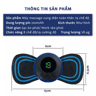 Miếng Massage Xung Điện Cổ Vai Gáy, Bắp Tay, Lưng Bằng Sung Điện đỡ đau Nhức Hiệu Qủa -Máy mat sa thân hình 10 Chế Độ - HÀNG CHÍNH HÃNG MINIIN