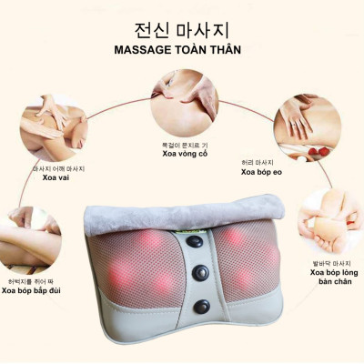 Gối massage thư giãn hồng ngoại ayosun 6 bi