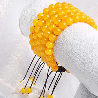 Vòng tay phong thủy đá mã não vàng thiên nhiên size 10mm