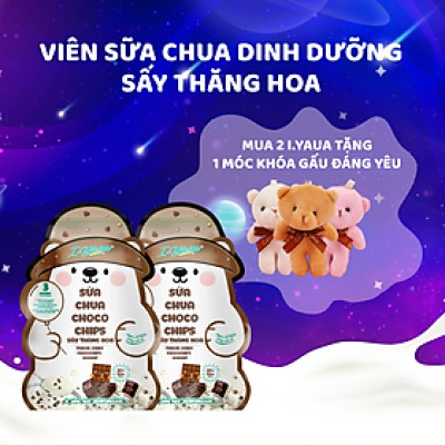 [Mua 2 tặng 1 Móc Khóa Gấu] Sữa Chua Sấy Thăng Hoa IYaua Gấu Hạt Nút Vị CHOCO CHIPS Túi 16G