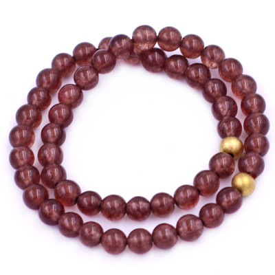 [Mệnh Kim, Thổ] Vòng Chuỗi Đôi 6 Ly Đá Vân Rồng Nâu Charm Bi Inox VVRNHBD