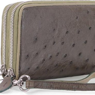 Ví Nữ Da Đà Điểu 2 Khóa Huy Hoàng HT3448 (11 x 22 cm) - Xanh Rêu