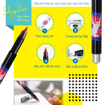 Bút bi ký STABILO BeCrazy "Magic ink" + tuýp ruột xanh (BC-G) - Hình đầu lâu