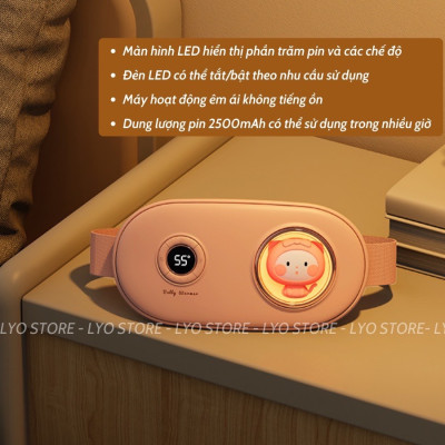 ￼Đai massage giảm đau bụng kinh, máy chườm ấm bụng cho phụ nữ 6 mức độ nóng giảm đau lưng làm tử cung khi đến kì