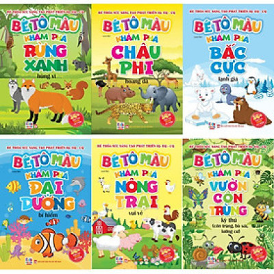 Sách - Bé Tô Màu Khám Phá - Kèm 20+ Hình Dán Sticker Vui Nhộn - Combo 6 Cuốn - Việt Thư