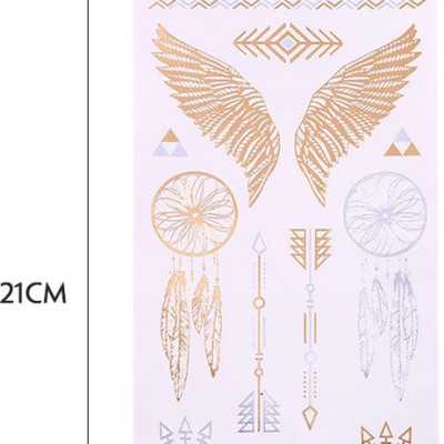 Combo 8 tờ hình xăm dán nhũ ánh kim nghệ thuật 3D họa tiết henna 21*15cm