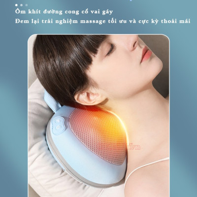 Gối Massage Hồng Ngoại, Máy Mát Xa Cổ Vai Gáy, Matxa Toàn Thân Nikio NK-135DC - Công Nghệ Xoa Bóp Chuyên Sâu, Sưởi Ấm Hồng Ngoại - Pin sạc
