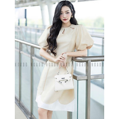 Đầm nude tay phồng NGADO , đầm dự tiệc , đầm thiết kế