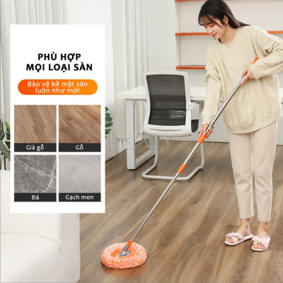 Cây lau trần nhà KG46 đa năng dễ tiện dụng hình tròn hoa hướng dương xoay linh hoạt dài 150cm - Hàng chính hãng