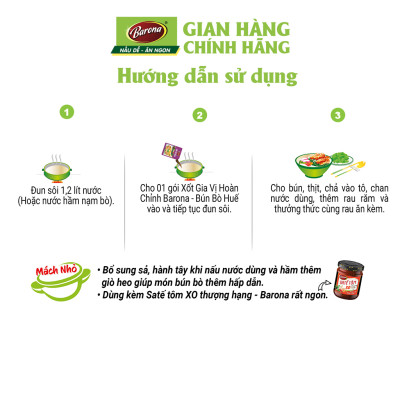 Xốt Gia Vị Bún Bò Huế Barona 110g ướp ngon chuẩn vị không cần nêm nếm