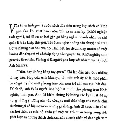 Vận hành tinh gọn - Ash Maurya