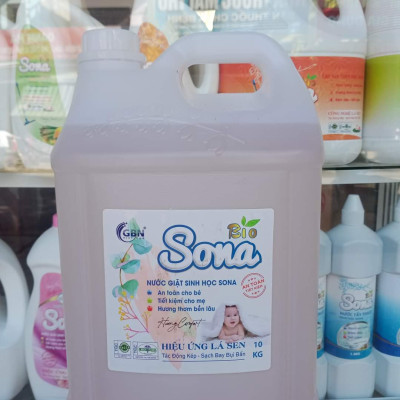 Nước giặt sinh học SONA 10kg giặt xả quần áo 2 trong 1 lưu hương suốt 24h 100% organic