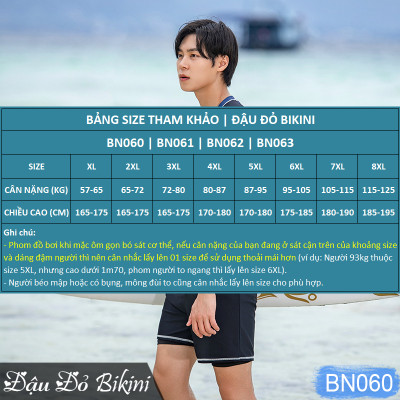 Bộ bơi nam cao cấp, có cỡ big size tới 125kg cho người mập béo, dáng áo bơi cộc tay, quần 2 lớp phom rộng rãi, quần áo bơi size đại cho nam | BN060