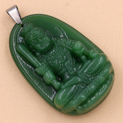 Mặt phật Bất Động Minh Vương thạch anh xanh 4.3cm - phật bản mệnh tuổi Dậu