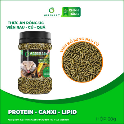 Thức ăn bò sát Rồng Úc viên RAU CỦ QUẢ GREENABC - Bổ sung đầy đủ dinh dưỡng từ thực vật - Hộp 60g