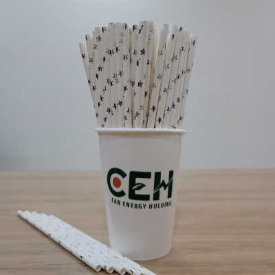Túi 500 ống hút giấy 6x197mm hình ngôi sao dành cho cà phê, nước ngọt