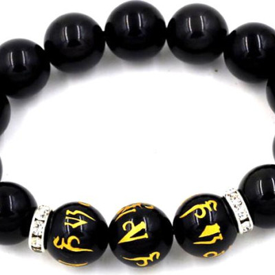 Vòng tay chuỗi hạt thạch anh đen 14 ly MSA122 (14cm)