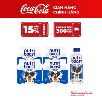 Lốc 24 Chai Thực phẩm bổ sung Nước uống sữa trái cây Nutriboost hương bánh quy kem 297ml/Chai Coca-Cola Official Store_TK