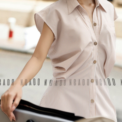 Đầm sơ mi sọc cam NGADO, Đầm suông, Đầm vintage, Đầm dạo phố thiết kế