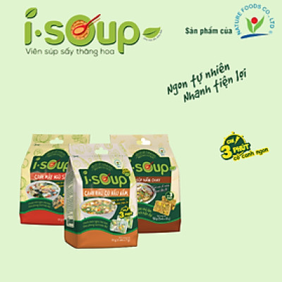 Combo 3 túi (Súp Nấm + Rau Củ + Mây) canh ăn liền I-Soup ngon tiện lợi