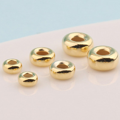 Combo 12 cái charm bi bạc mạ vàng hạt dẹp - hạt cườm bạc mạ vàng - Ngọc Quý Gemstones