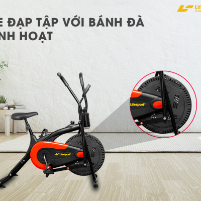 Xe Đạp Tập Thể Dục Giá Rẻ Lifesport LS-113, Xe Đạp Thể Dục Với Màn Hình Hiển Thị Nhịp Tim, Tốc Độ, Quãng Đường Đã Đạp