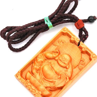 Vòng Cổ Mặt Gỗ Hoàng Đàn Phật Di Lặc MG22