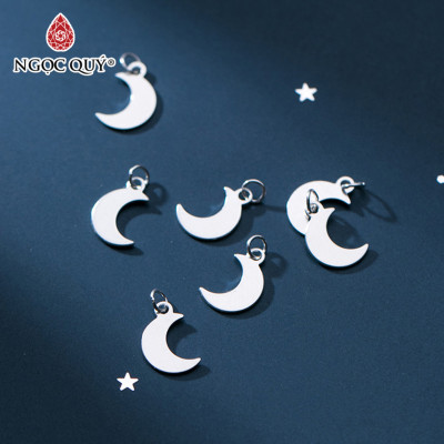 Combo 6 cái charm bạc trắng hình ông trăng treo - Ngọc Quý Gemstones