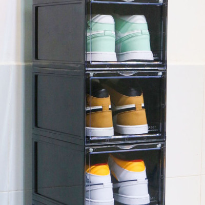 COMBO 5 HỘP ĐỰNG GIÀY NHỰA CỨNG TRONG SUỐT CỬA MỞ NAM CHÂM RAPBOX | HỘP CAO CẤP - KÍCH THƯỚC 35.5x26x20.5cm