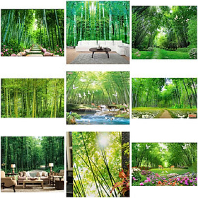(HCM) Tranh dán tường 3d trúc xanh có sẵn keo phù hợp trang trí cho mọi không gian sống( có in theo kích thước yêu cầu)