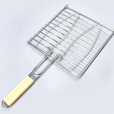 Lưới nướng vuông Suncojia có tay cầm gỗ, nướng cá, kẹp nướng, lưới nướng, kẹp rau củ, nướng thịt