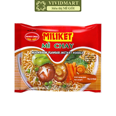 COLUSA - Mì chay Miliket gói vị Nấm, Mì chay nấm Miliket, Mì Miliket chay hương vị nấm, Mì giấy Miliket (70g/gói)