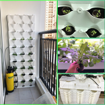 08 Chậu trồng rau thông minh Không thay đất Vertical (màu trắng) nhập khẩu Bồ Đào Nha kèm bộ tưới nhỏ giọt và bón phân Bán tự động (khu vực Không có vòi cấp)