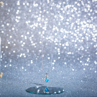 Combo Mặt dây chuyền đá Saphire tổng hợp, thiết kế phong cách Hàn Quốc, Kèm dây đeo, kèm hộp đựng Cẩm Tú