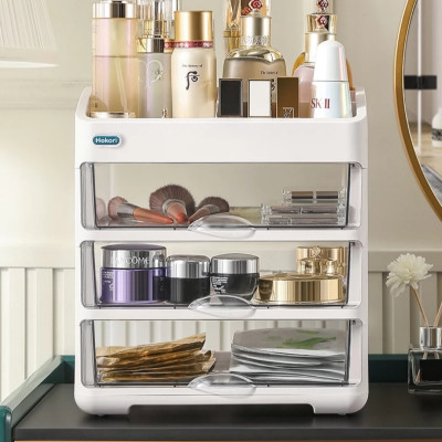 ( Hàng Cao Cấp ) Tủ,Kệ đựng đồ trang điểm MIKA trong suốt 3/,4 tầng, để mỹ phẩm tiện lợi