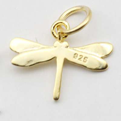 Combo 2 cái charm bạc con chuồn chuồn mạ vàng treo - Ngọc Quý Gemstones