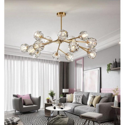 Ảnh thật - Đèn chùm Ca Sỹ Pha Lê tô điểm thiết kế bên trong hiện đại, đèn thả trần phale D990/15 +18 tay, khuyến mại bón