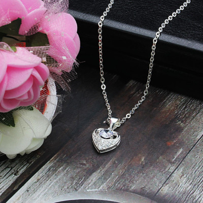 Dây Chuyền Nữ Hình Trái Tim Đá Trắng BẠC HIỂU MINH DMD408W