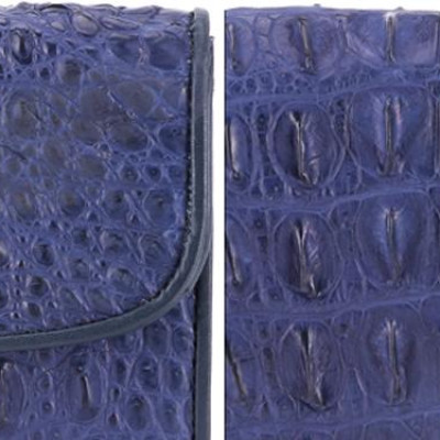 Ví Nữ Da Cá Sấu 3 Gấp Nguyên Con Huy Hoàng HT3720 (19 x 10.5 cm) - Xanh Đậm