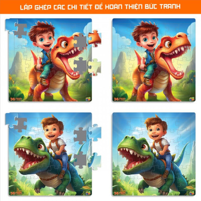 Bộ 2 Tranh Xếp Hình 36 Mảnh Để Bàn 23 x 23 cm - Minh Châu C2-009