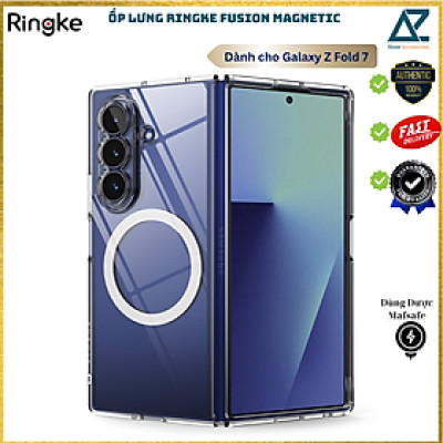 Ốp lưng trong suốt mỏng nhẹ RINGKE Fusion Magnetic cho Samsung Galaxy Z Fold 7, sạc từ tính chống ố vàng_ Hàng chính hãng