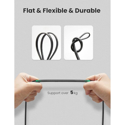 Ugreen UG40163NW189TK 5m 10Gbps 600mhz dây dẹt Nylon Braided Màu Đen Cáp mạng Cat7 - HÀNG CHÍNH HÃNG