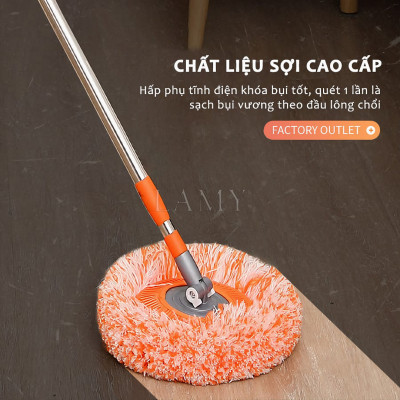 Cây lau trần nhà KG46 đa năng dễ tiện dụng hình tròn hoa hướng dương xoay linh hoạt dài 150cm - Hàng chính hãng