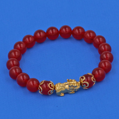 Vồng tay thạch anh đỏ 8 ly charm tỳ hưu TH74