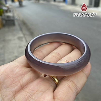 Vòng tay chalcedony tím bản hẹ (bản 13-15mm) - Ngọc Quý Gemstones