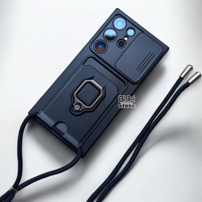 Ốp Lưng Cho Samsung Galaxy S25 Ultra / S24 Ultra / S23 Ultra / S22 Ultra  4 In 1 Có Ngăn Để Thẻ , Kèm Dây Đeo Dài