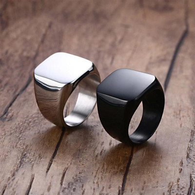 Nhẫn nam titan thép không gỉ inox cao cấp thời trang mặt trơn vuông to trangsucpt màu trắng PTNNA23
