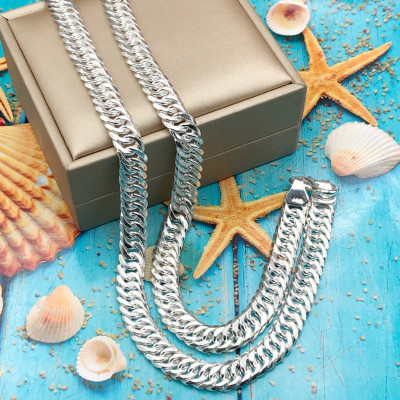 Vòng Cổ, Dây Chuyền Nam Kiểu Xích Kép Đơn Giản Nam Tính BẠC HIỂU MINH DBN073