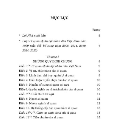 Luật Sĩ quan quân đội nhân dân Việt Nam năm 1999 (sửa đổi, bổ sung năm 2008, 2014, 2019, 2024)